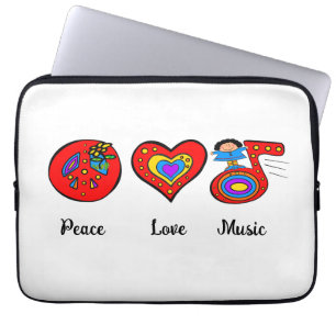 Peace, Love, Music Laptop Sleeve