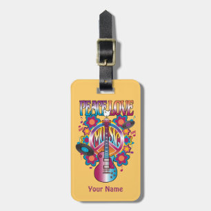 PEACE LOVE MUSIC LUGGAGE TAG