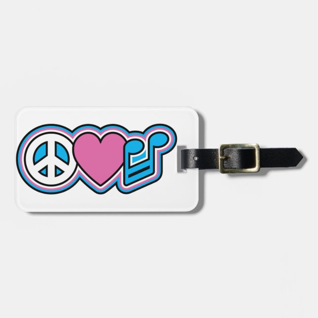 PEACE LOVE MUSIC LUGGAGE TAG (Front Horizontal)