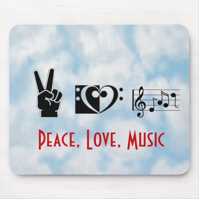 Peace, Love, Music Mouse Mat (Front)