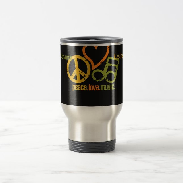 Peace Love Music mug - choose style & colour (Center)