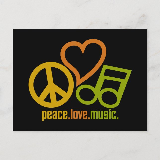 Peace Love Music postcard, customisable Postcard (Front)