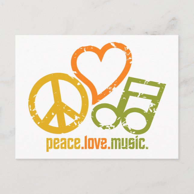Peace Love Music postcard, customisable Postcard (Front)