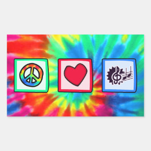 Peace, Love, Music Rectangular Sticker