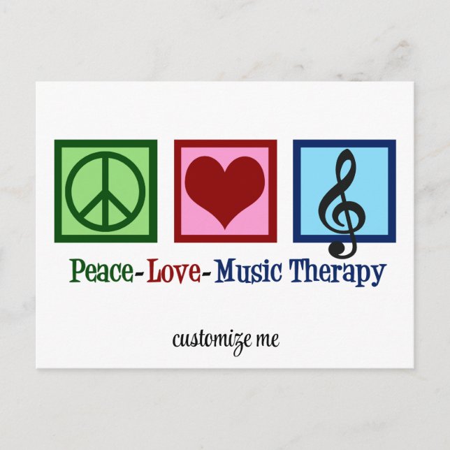 Peace Love Music Therapy Personalised Therapist Postcard (Front)