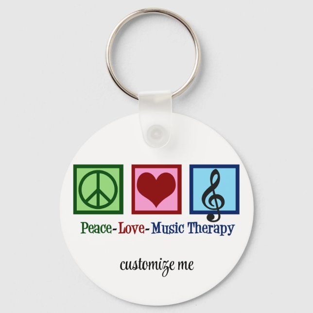 Peace Love Music Therapy Personalized Therapist Key Ring (Front)