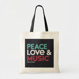 Peace Love & Music Tote Bag - Spread Positivity"