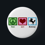Peace Love Mustangs 6 Cm Round Badge<br><div class="desc">Whether you love horses or sports teams named the Mustangs,  we can all agree this is one great horse! A peace sign,  heart,  and a cute mustang.</div>