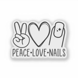 Peace Love Nails Sticker: Nail Artist Gift