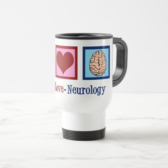 Peace Love Neurology Cute Neurologist Travel Mug (Front Right)