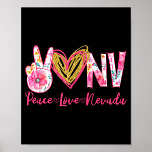 Peace Love Nevada Floral Vintage Nevada Pride Poster