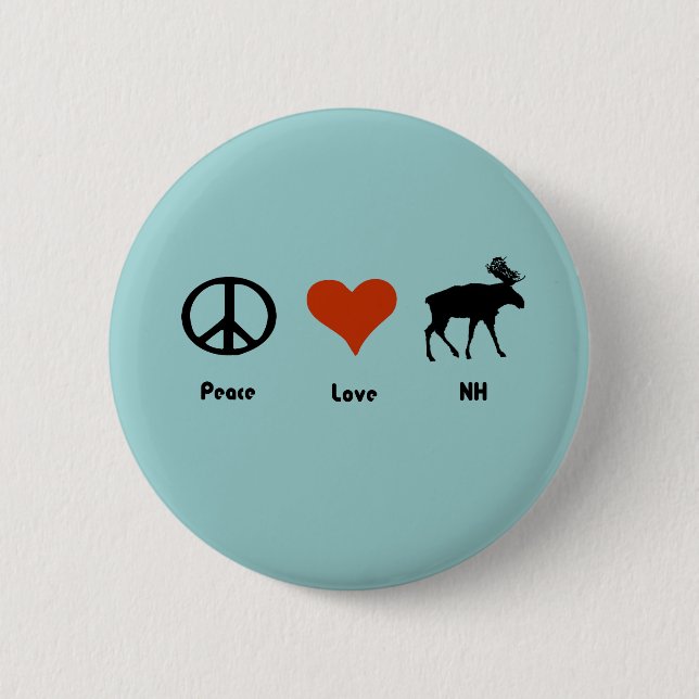 Peace Love New Hampshire 6 Cm Round Badge (Front)