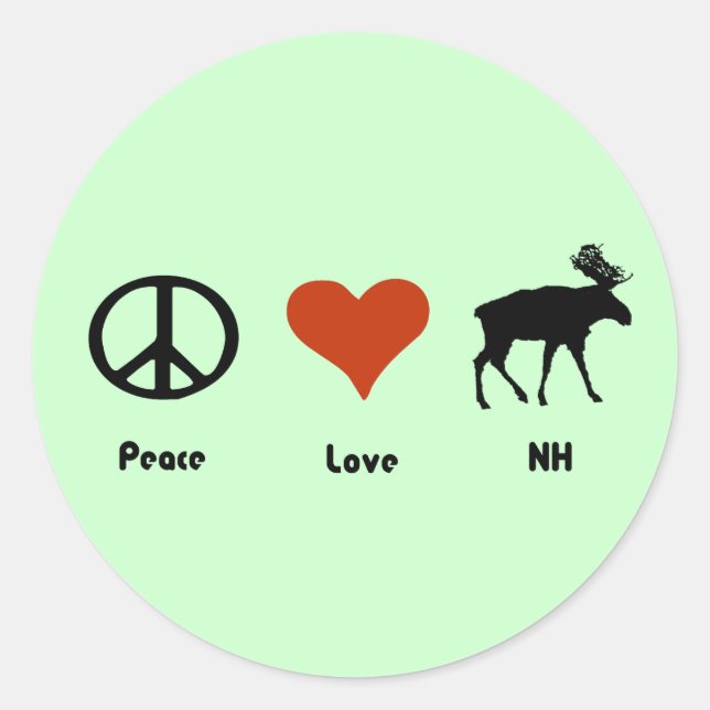 Peace Love New Hampshire Classic Round Sticker (Front)