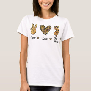 Peace Love New Jersey Leopard Flag Map Souvenirs M T-Shirt