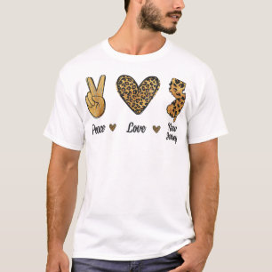 Peace Love New Jersey Leopard Flag Map Souvenirs M T-Shirt