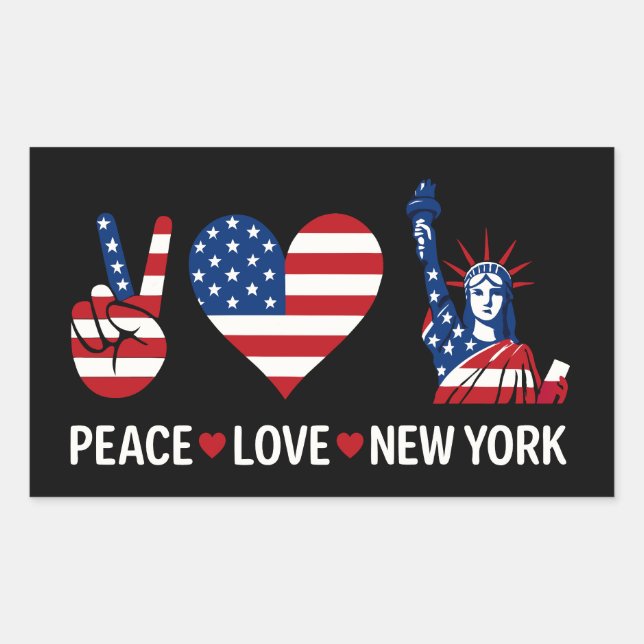 Peace Love New York Rectangular Sticker (Front)