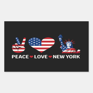 Peace Love New York Rectangular Sticker
