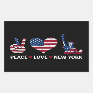 Peace Love New York Rectangular Sticker