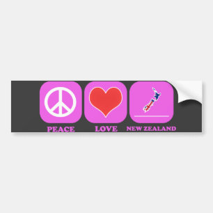 Peace Love New Zealand Bumper Sticker
