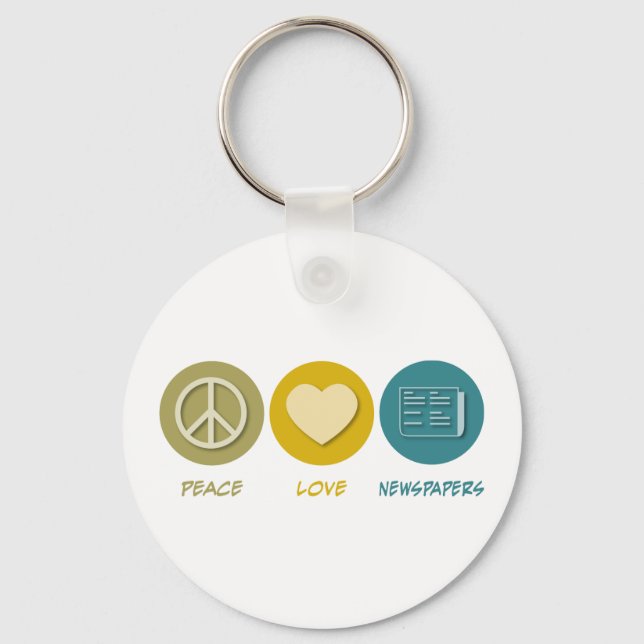 Peace Love Newspapers Key Ring (Front)