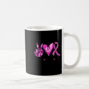 Peace Love Nk Ribbon Breast Cancer Awareness Coffee Mug