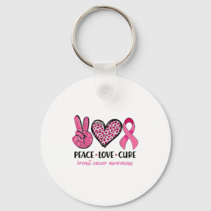 Peace Love Nk Ribbon Breast Cancer Awareness Women Key Ring
