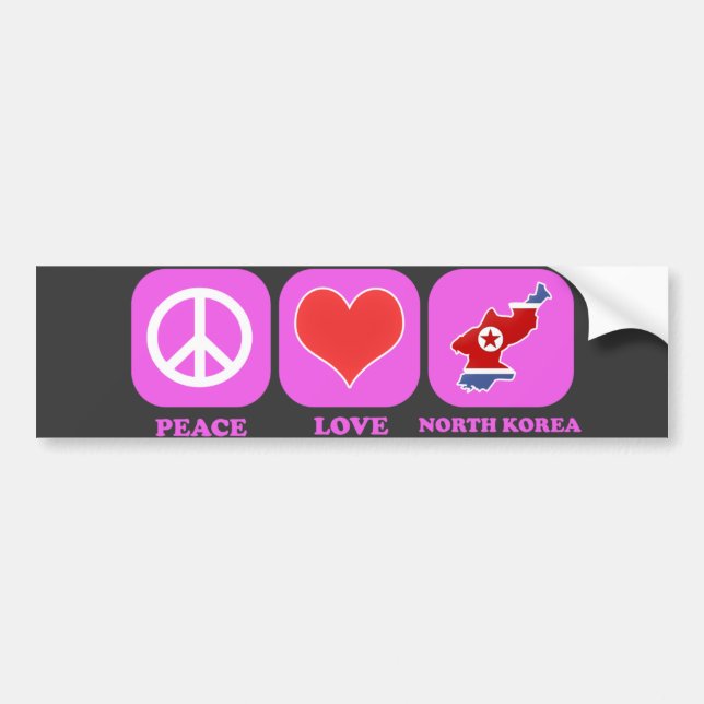 Peace Love North Korea Bumper Sticker (Front)