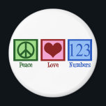 Peace Love Numbers Magnet<br><div class="desc">I love counting. 1,  2,  3... Math is my favourite thing.</div>