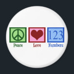 Peace Love Numbers Magnet<br><div class="desc">I love counting. 1,  2,  3... Math is my favourite thing.</div>