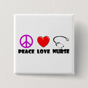 Peace Love Nurse 15 Cm Square Badge
