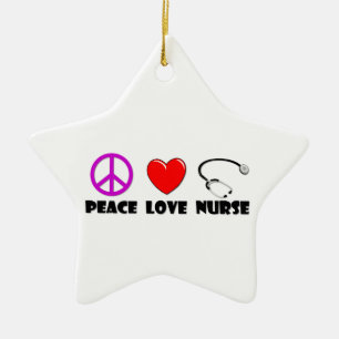Peace Love Nurse Ceramic Tree Decoration
