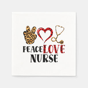 Peace Love Nurse – Cute Nurse Design (2) Napkin