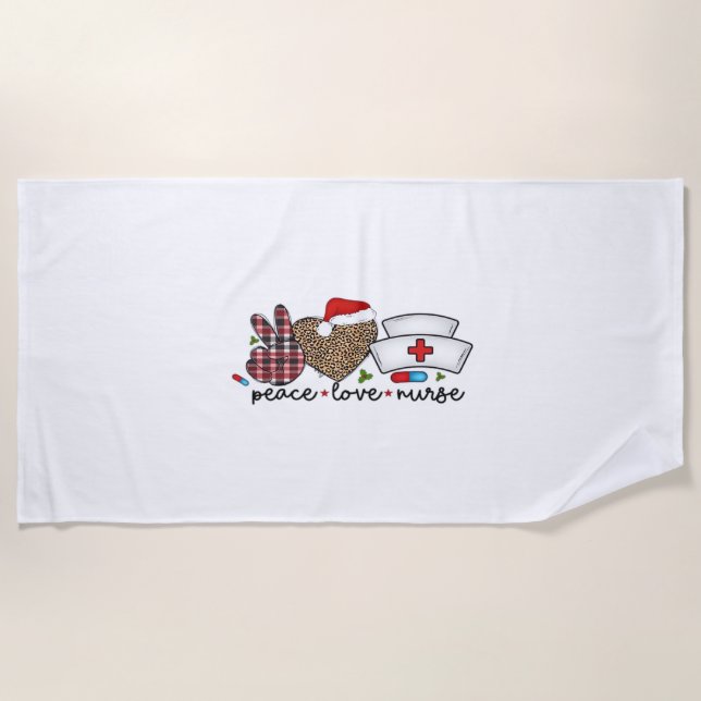 Peace Love Nurse, Halloween Classic T-Shirt Beach Towel (Front)
