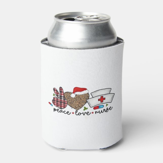 Peace Love Nurse, Halloween Classic T-Shirt Can Cooler (Can Front)
