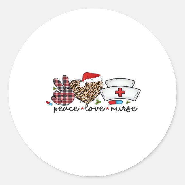 Peace Love Nurse, Halloween Classic T-Shirt Classic Round Sticker (Front)