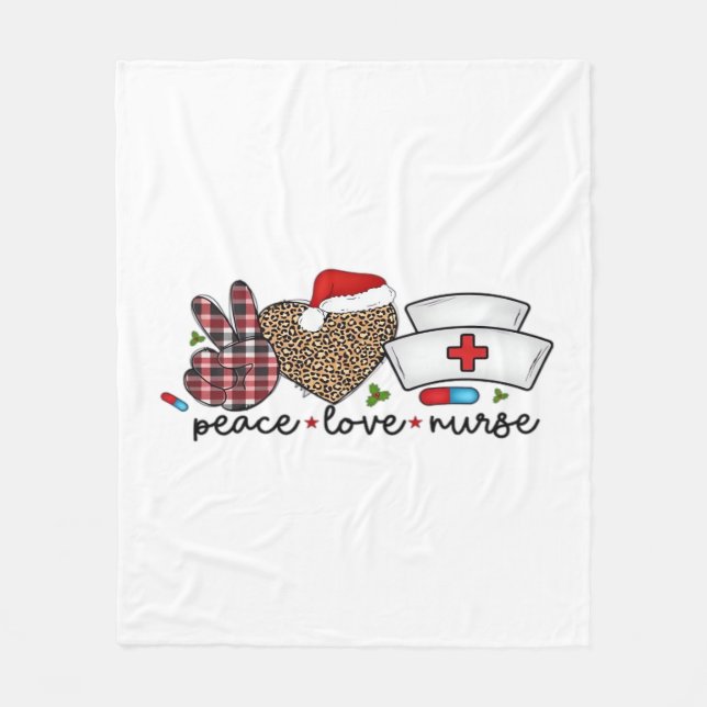 Peace Love Nurse, Halloween Classic T-Shirt Fleece Blanket (Front)