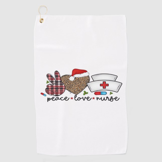 Peace Love Nurse, Halloween Classic T-Shirt Golf Towel (Front)