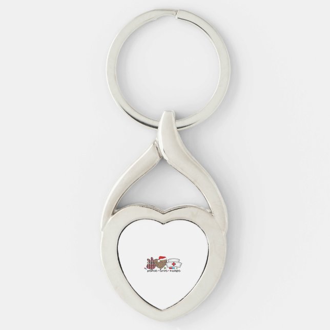 Peace Love Nurse, Halloween Classic T-Shirt Key Ring (Front)