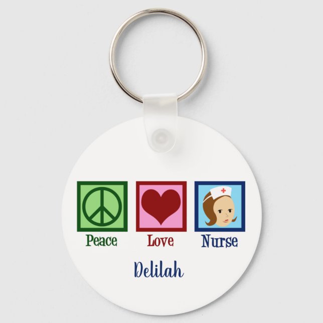 Peace Love Nurse Key Ring (Front)