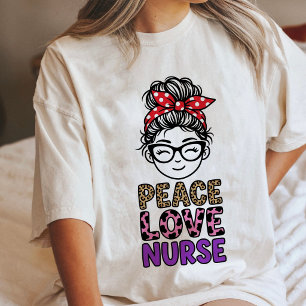 Peace Love Nurse Messy Bun Graphic Tri-Blend Shirt