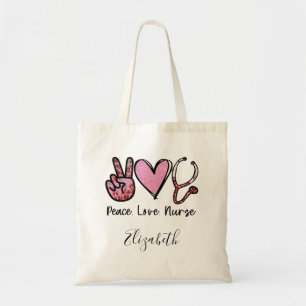 Peace Love Nurse personalised Tote Bag
