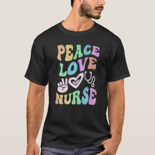 PEACE LOVE NURSE Retro Wellness Groovy School T-Shirt