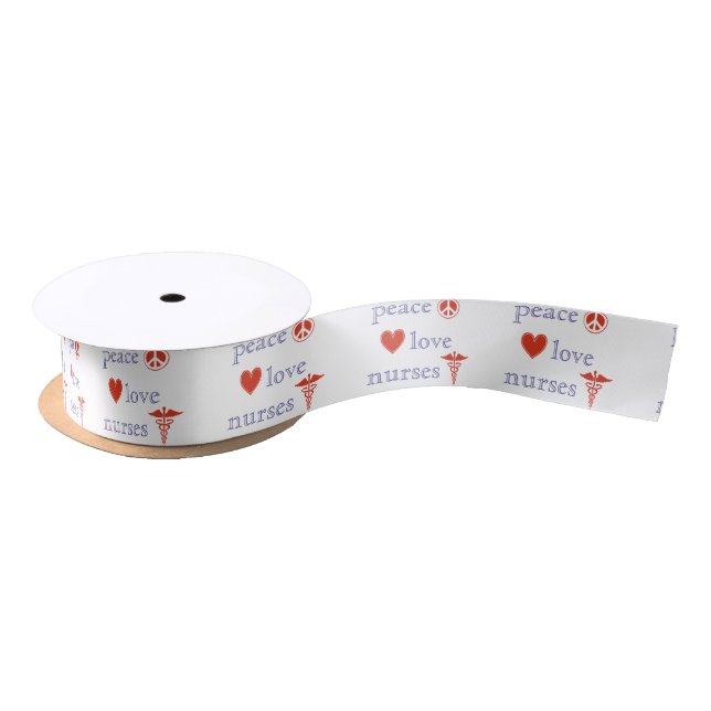 Peace Love Nurses Satin Ribbon (Spool)