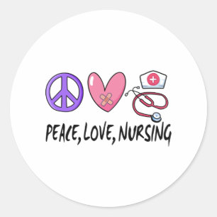 Peace Love Nursing Classic Round Sticker