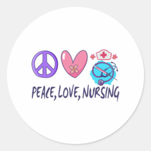 Peace Love Nursing Classic Round Sticker