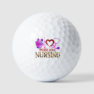 Peace Love Nursing – Cute Nurse Design Golf Balls