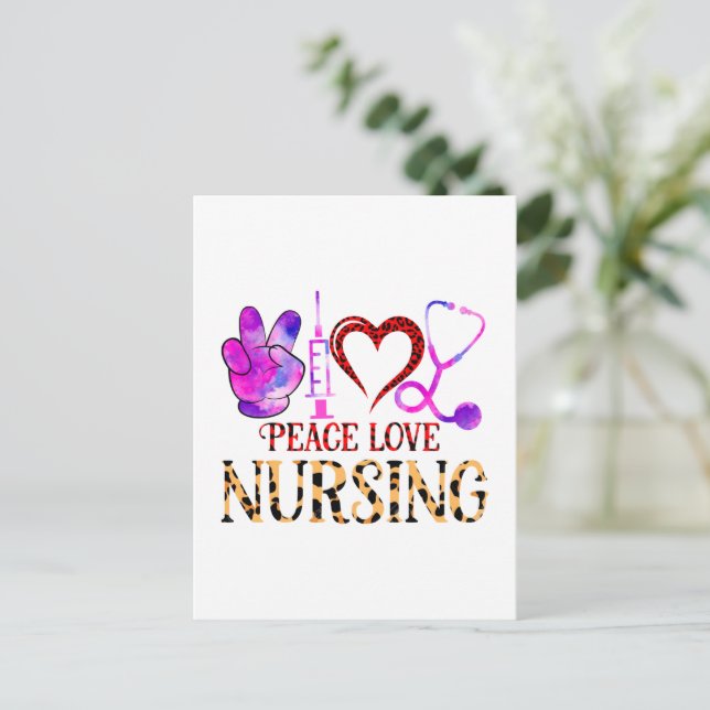Peace Love Nursing – Cute Nurse Design Postcard (Standing Front)