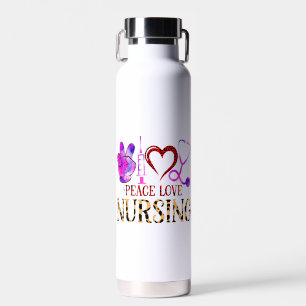 Peace Love Nursing – Cute Nurse Design Water Bottle