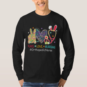 Peace Love Nursing Orthopaedic Nurse Bunny Leopard T-Shirt