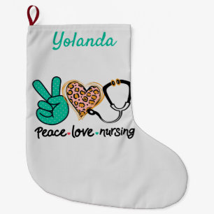 Peace Love Nursing Personalised Large Christmas Stocking